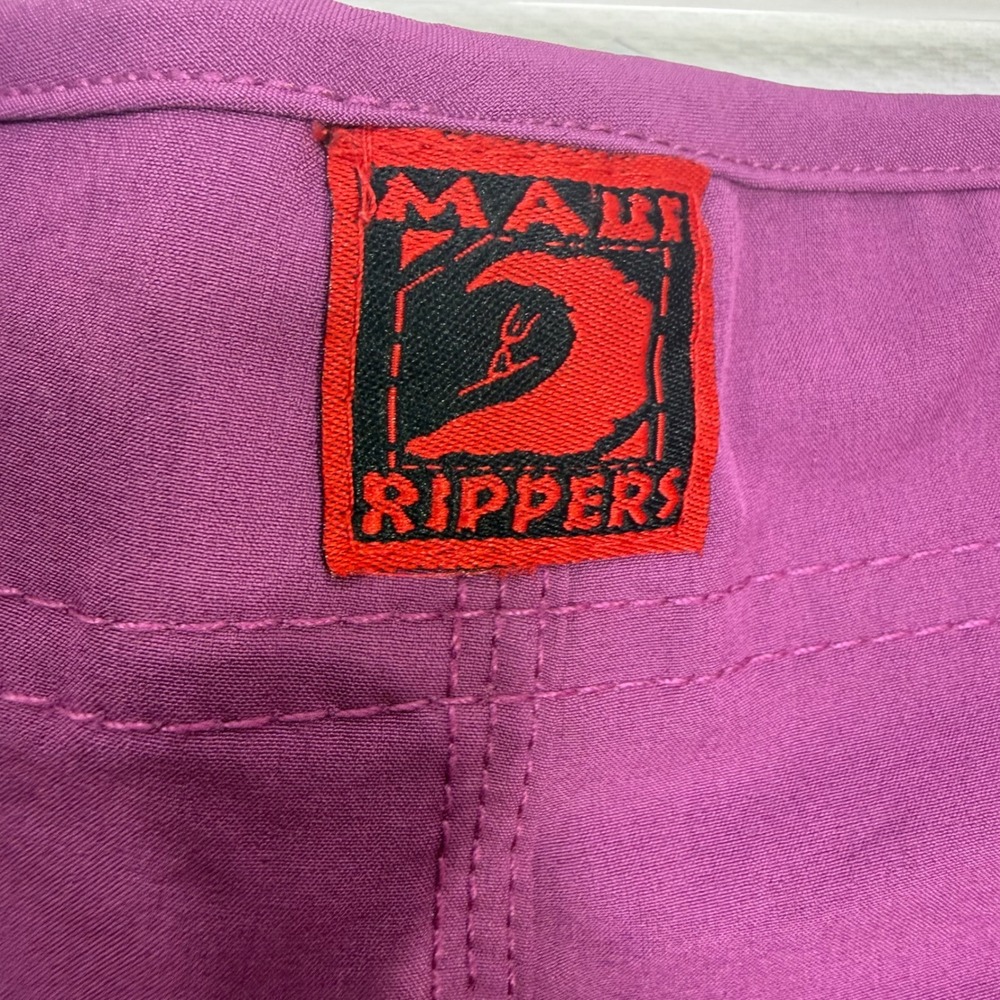 Maui Rippers Mens Purple Board Shorts Size 16 Stretch Surf Swim Trunks Cargo - Picture 6 of 6